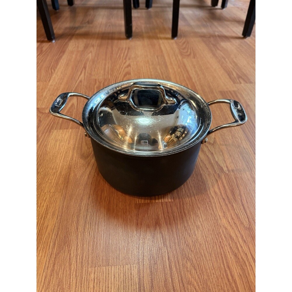 Emeril All-Clad Hard Anodized 3.5 Qt Pot Pan Non Stick w/ Stainless Steel Lid